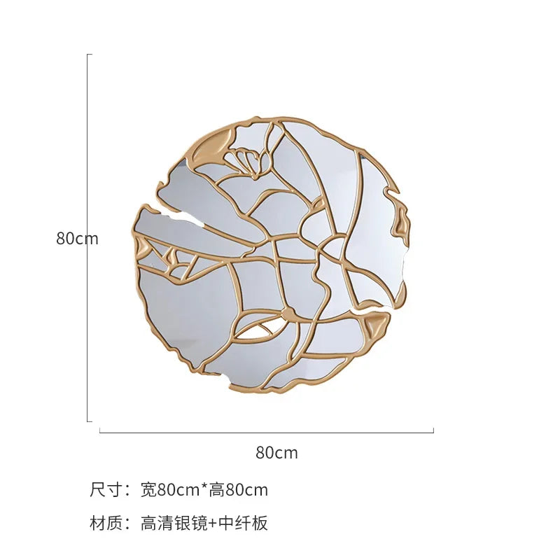 Nordic Luxury Shower Mirror Round Wall Arts Gold Bathroom Mirrors Large Room Design Modern Home Miroir Mural Decoration Mirror