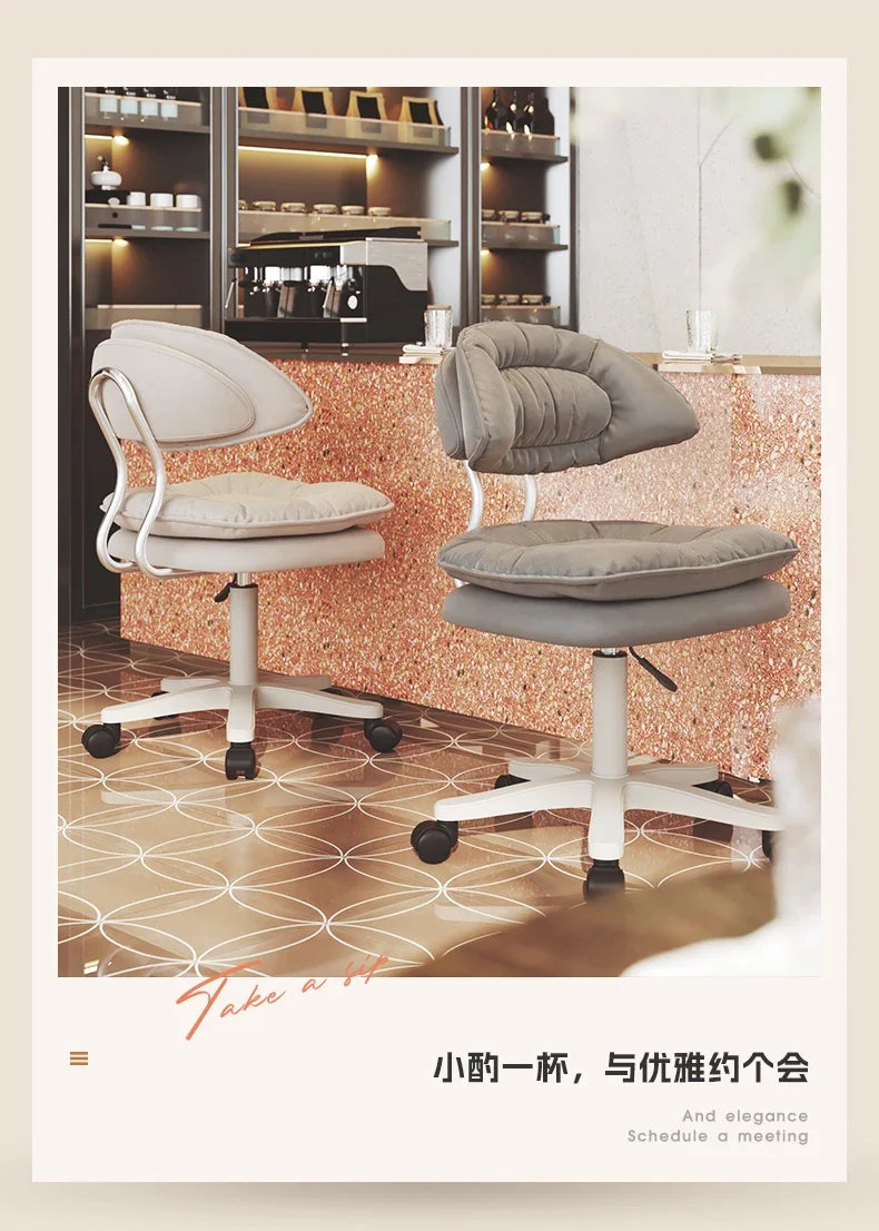 Nordic Luxury Salon Stool Special Lifting Rotating Backrest Bar Seat Large Hairdressing Manicurist Circle Chair