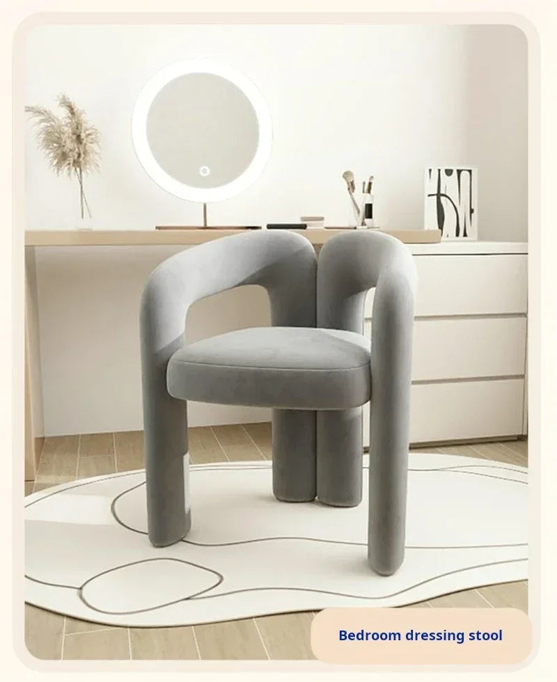 Richome Dressing Chair Makeup Flannel Stool Luxury Comfortable Chair for Dressing Table Livingroom Clothing Store Modern Design