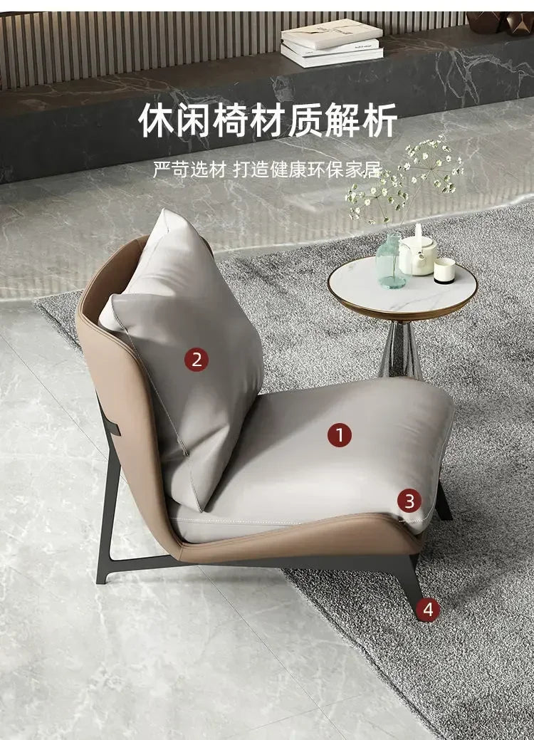 Chic and Contemporary Nordic Chair for Cozy Living Room Lounging Minimalist Single Seat Sofa with Artistic Touch for Balcony