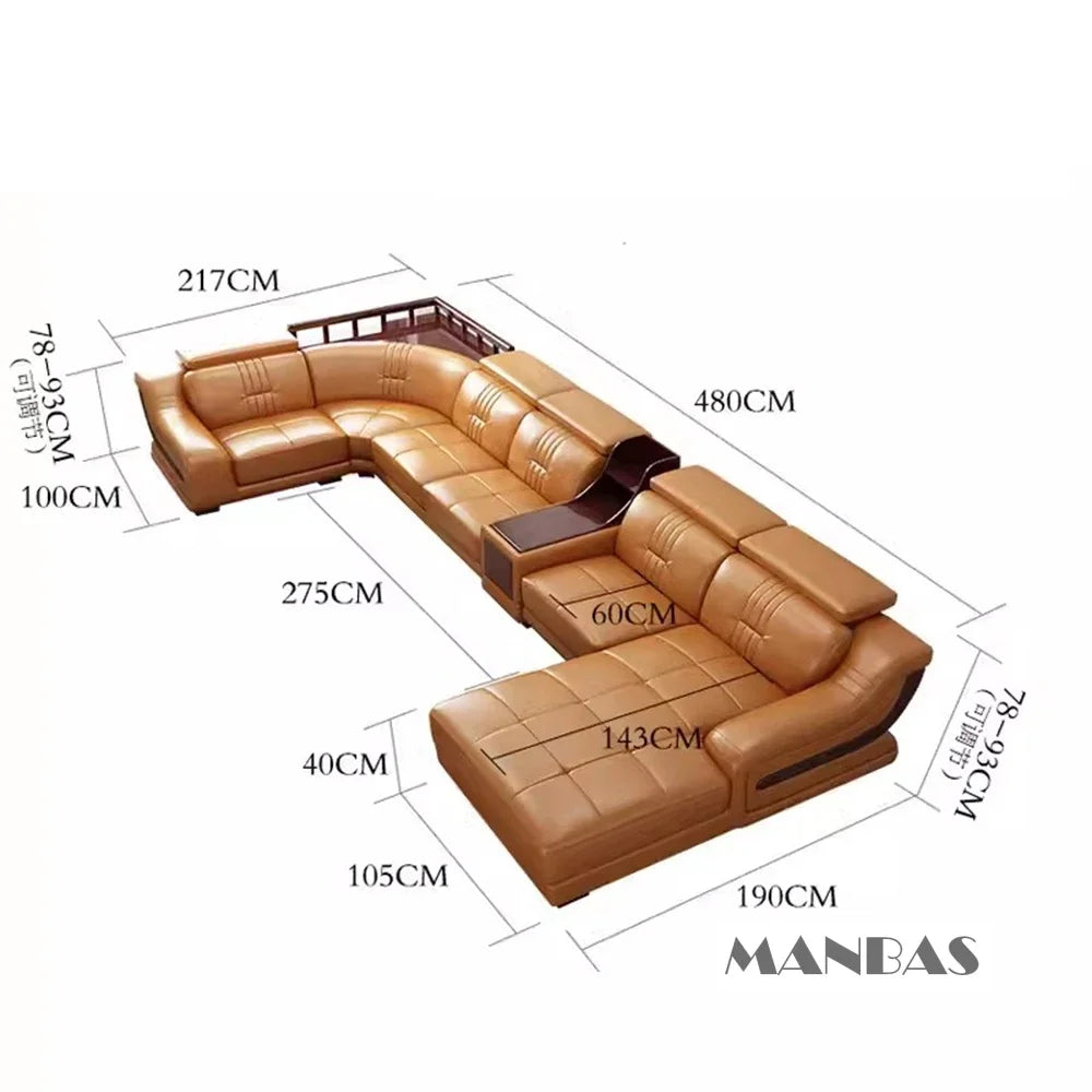 Linlamlim Premium Italian Genuine Leather Sofa Set Big Sectional Couch Living Room Sofas With Adjustable Headrest Home Furniture