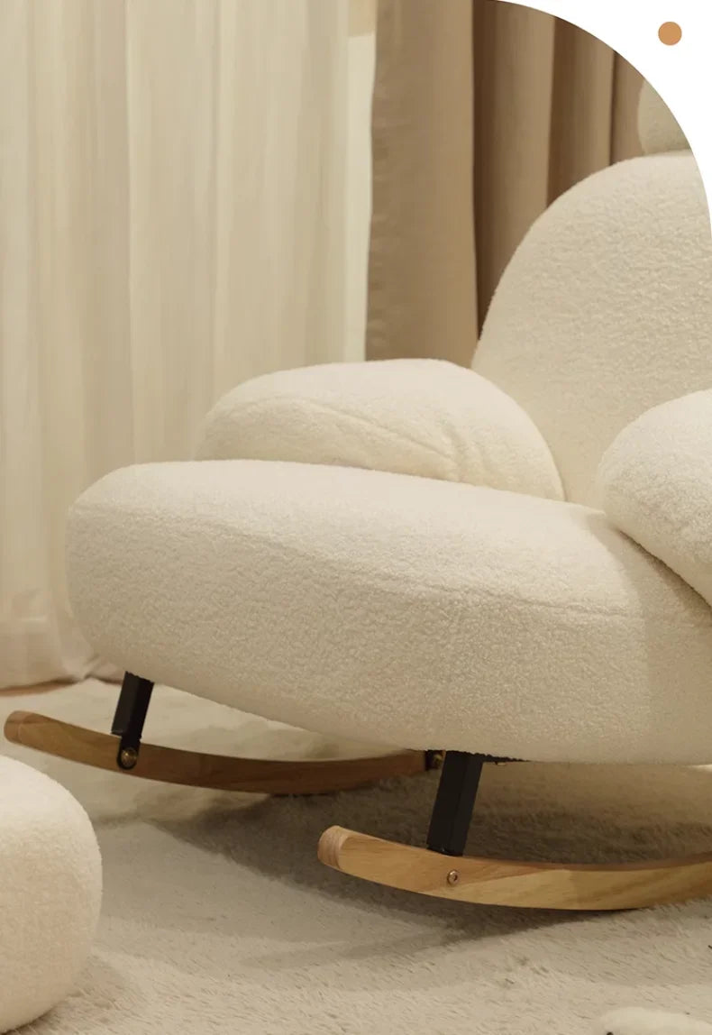 Home Cream Style Living Room Balcony Leisure Lazy Sofa, Light Luxury Bedroom Recliner, Nordic Rocking Chair, Housewarming Gift