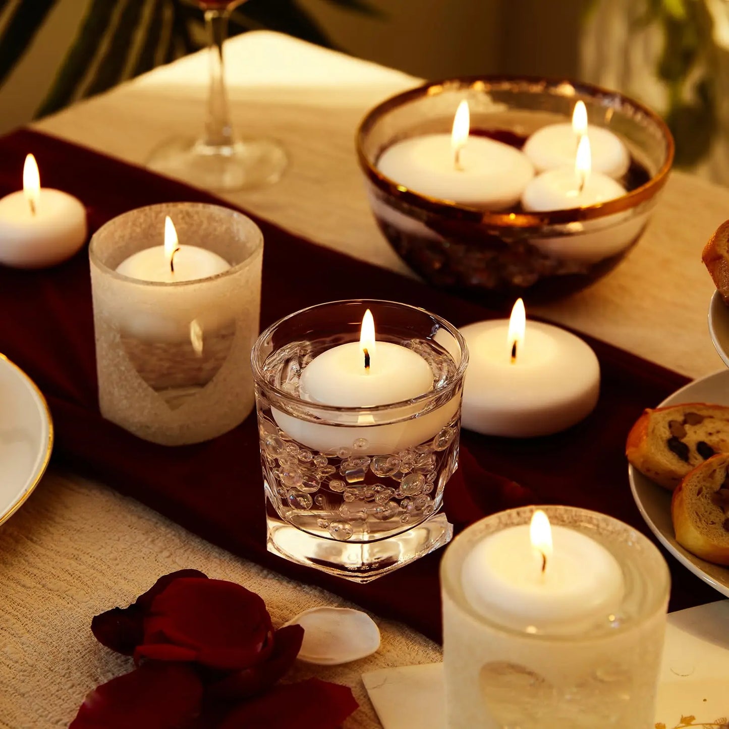 20-100pcs Floating Candles for Centerpieces Floating Pool Decorations for Wedding 1.7Inch 4Hours Burn Time Unscented Wax Discs