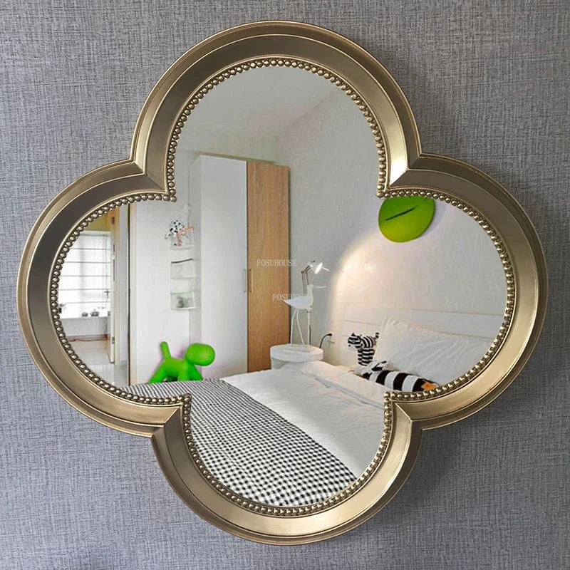 American Retro Bathroom Decorative Mirrors Modern Home Decoration Chinese Clover Wall Hanging Art Mirrors Dressing Table Mirrors