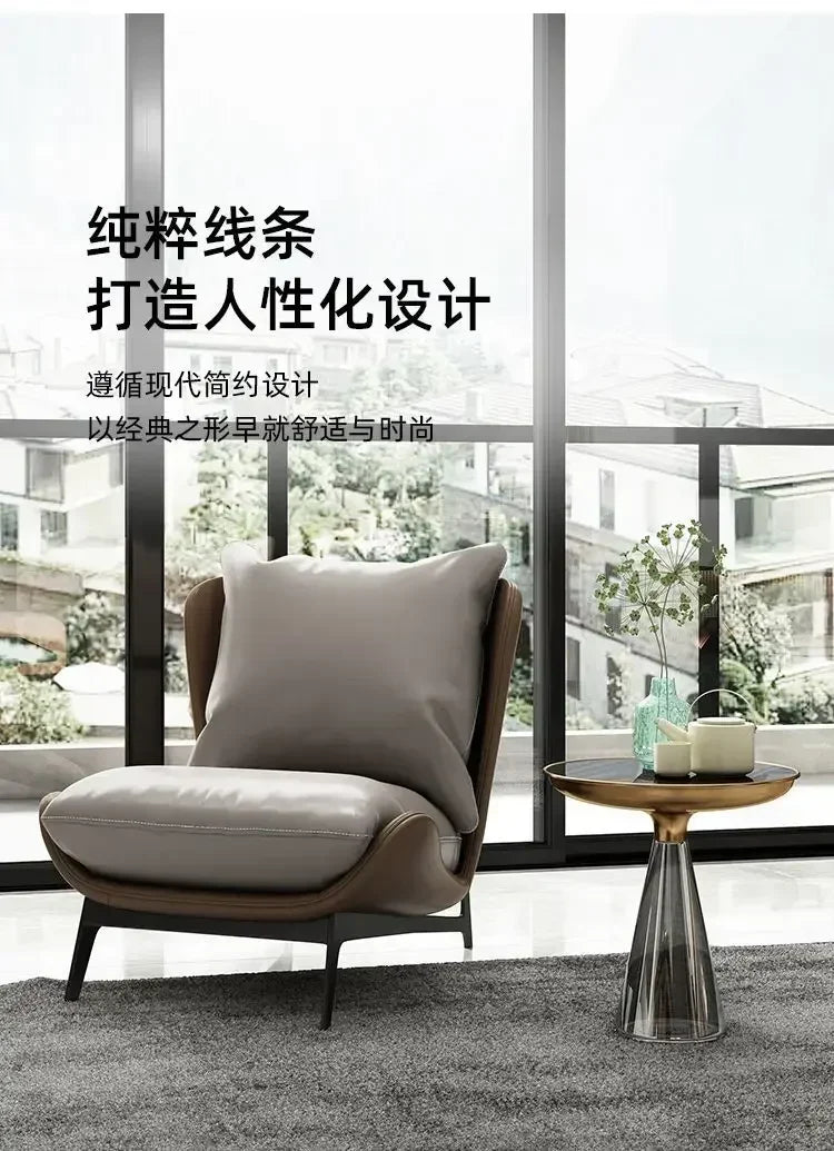 Chic and Contemporary Nordic Chair for Cozy Living Room Lounging Minimalist Single Seat Sofa with Artistic Touch for Balcony