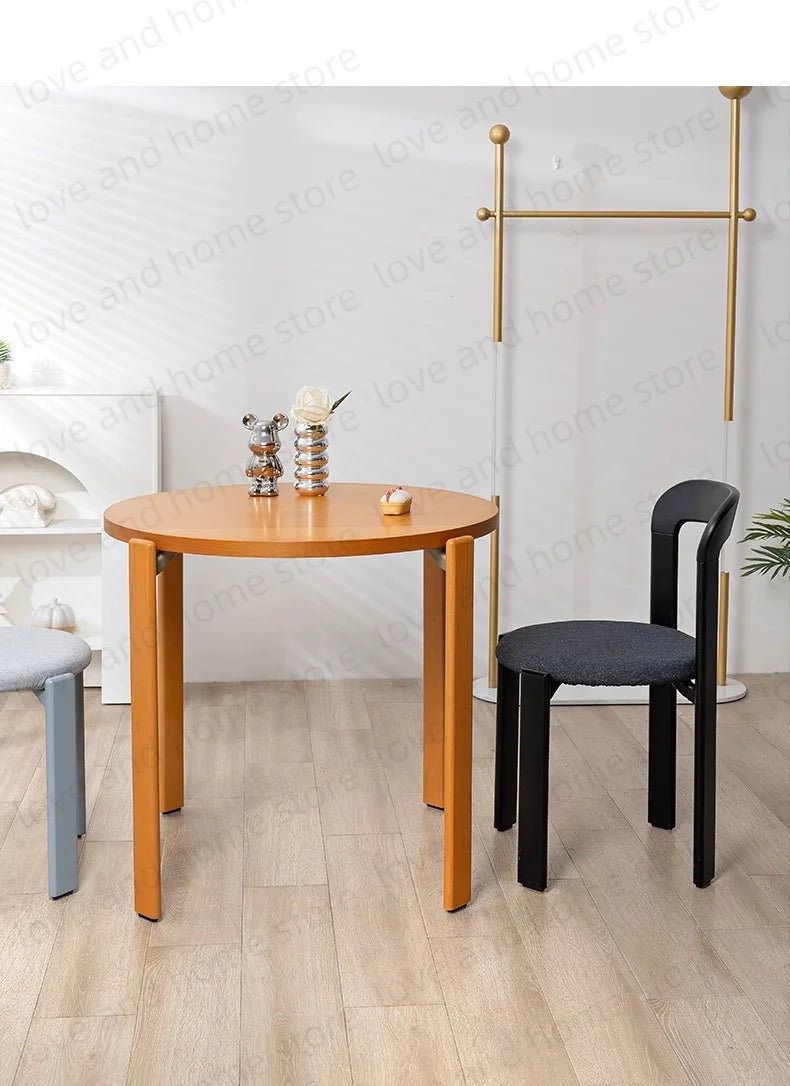 Nordic Beech Solid Wood Plywood Dining Stackable Vintage Curved Rey Backrest Swiss Chair