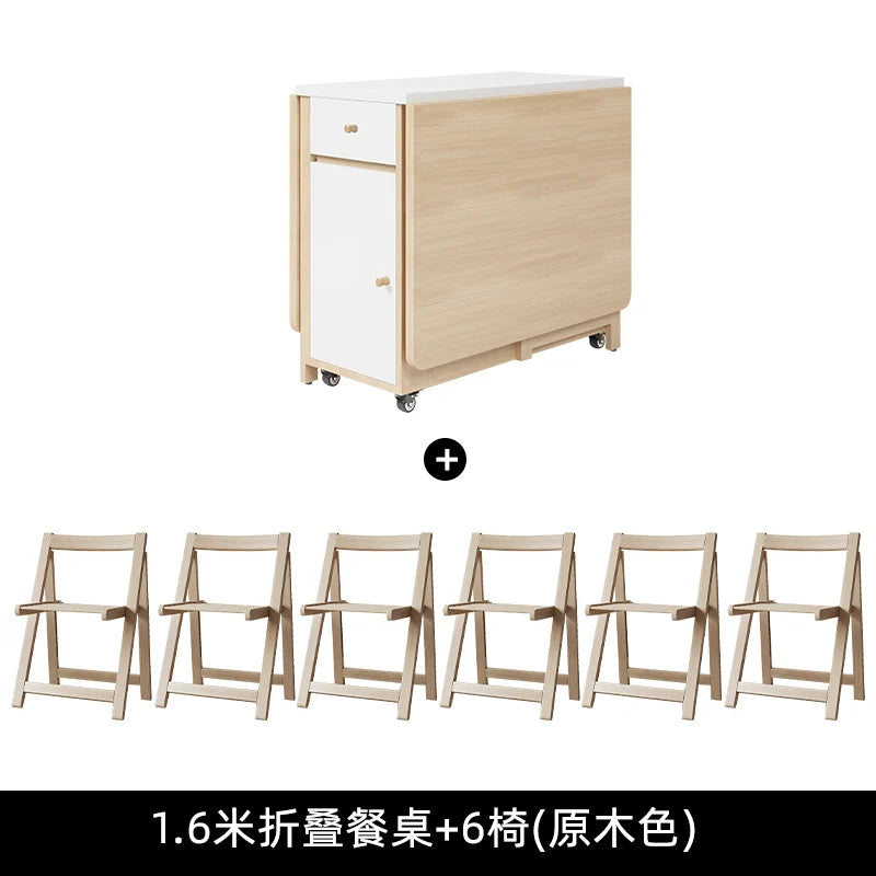 Folding Dining Table Set 6 Chairs Luxury Vintage Square Dining Table Extensio Nordic Mesas Y Sillas De Comedor Kitchen Furniture