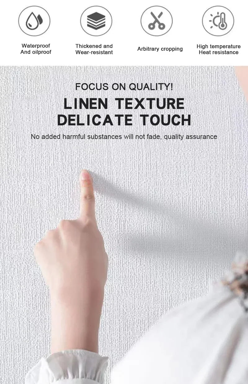 Linen Wallpaper Self-adhesive Waterproof Moisture-proof and Moldy Resistant 3D Wall Stickers Home Living Room Wall Decoration