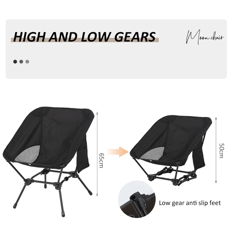 Square Structure Beach Fishing Stool, Convenient Four-Corner Camping Folding Chair, Lightweight Iron Tube Moon Chair