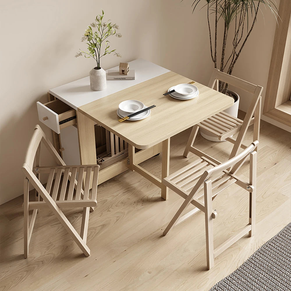 Folding Dining Table Set 6 Chairs Luxury Vintage Square Dining Table Extensio Nordic Mesas Y Sillas De Comedor Kitchen Furniture
