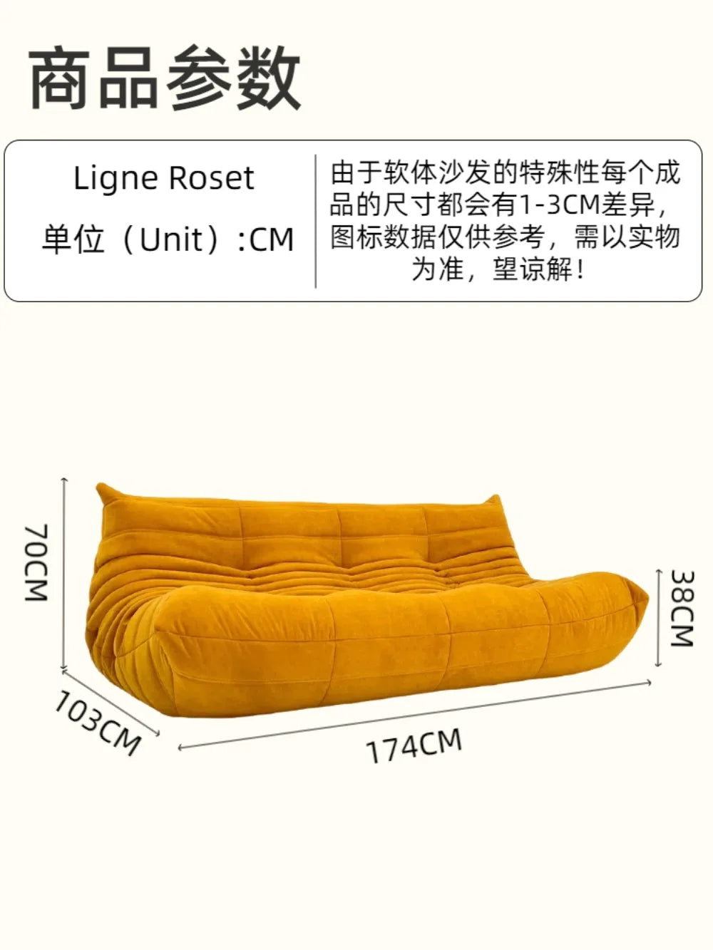 Fashion freehand space original first layer cowhide three-person Italian minimalist Togo caterpillar lazy sofa