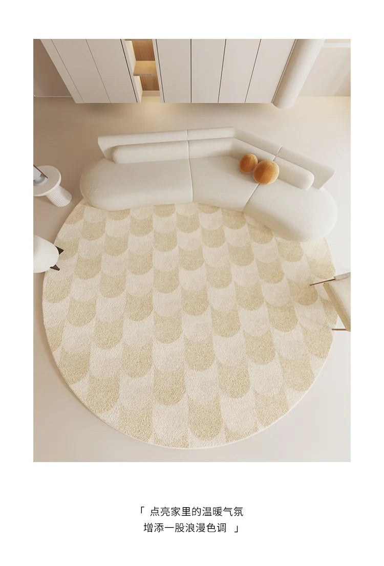 Modern Rugs for Bedroom Fluffy Soft Lounge Rug Thick Cloakroom Round Floor Mat Cream Living Room Decoration Anti-slip Carpet