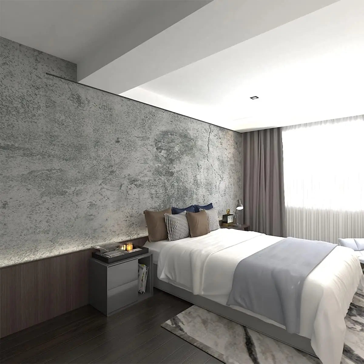 Concrete Countertop Contact Paper Gray Cement Industrial Paper 3D Textured Self Adhesive Waterproof Wallpaper for Home Decor