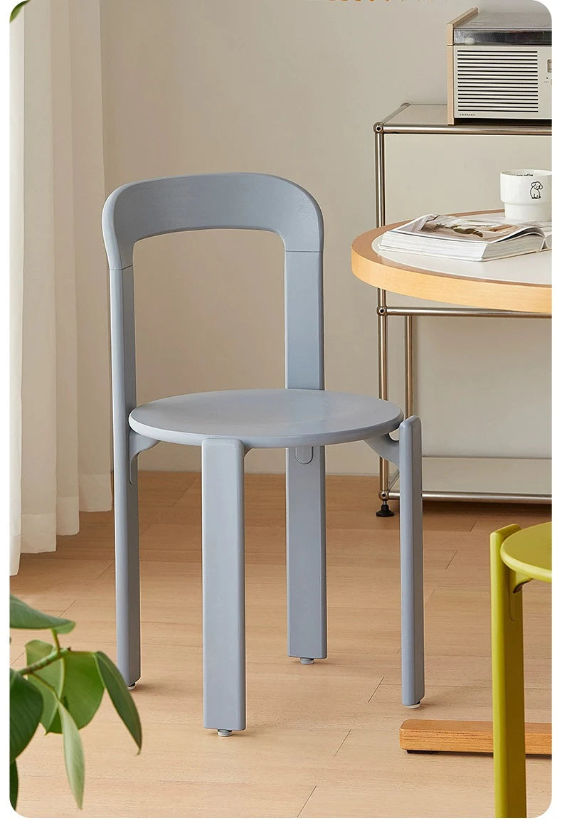 Nordic Beech Solid Wood Plywood Dining Stackable Vintage Curved Rey Backrest Swiss Chair