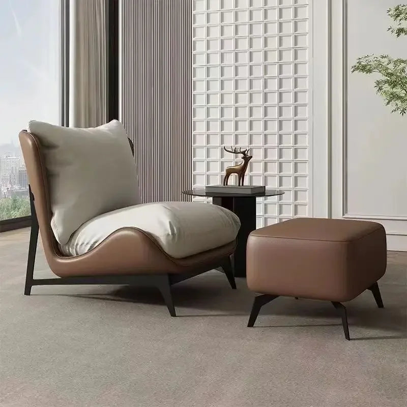 Chic and Contemporary Nordic Chair for Cozy Living Room Lounging Minimalist Single Seat Sofa with Artistic Touch for Balcony