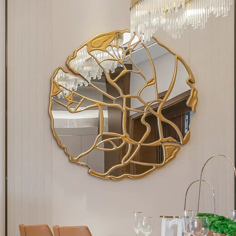 Nordic Luxury Shower Mirror Round Wall Arts Gold Bathroom Mirrors Large Room Design Modern Home Miroir Mural Decoration Mirror