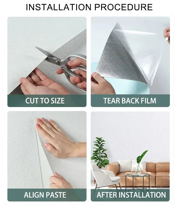 Linen Wallpaper Self-adhesive Waterproof Moisture-proof and Moldy Resistant 3D Wall Stickers Home Living Room Wall Decoration
