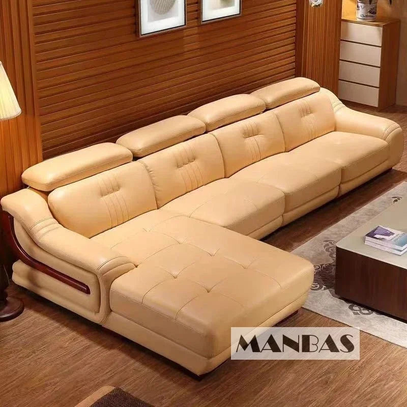 Linlamlim Premium Italian Genuine Leather Sofa Set Big Sectional Couch Living Room Sofas With Adjustable Headrest Home Furniture