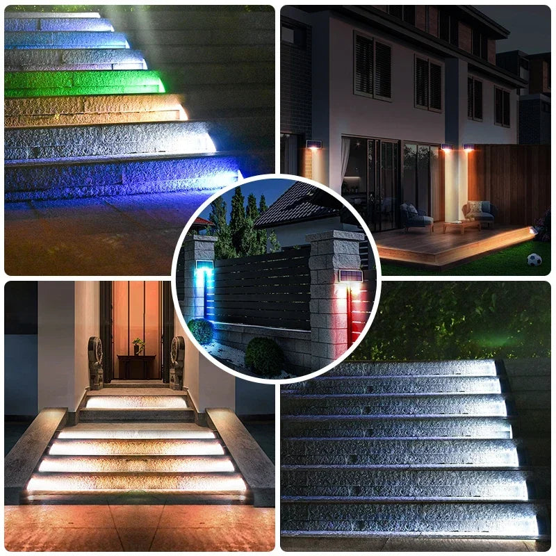 6pcs LED Step Lamp Stair Light Outdoor IP67 Waterproof Solar Light With Lens Anti-theft Decor Lighting For Garden Deck Path