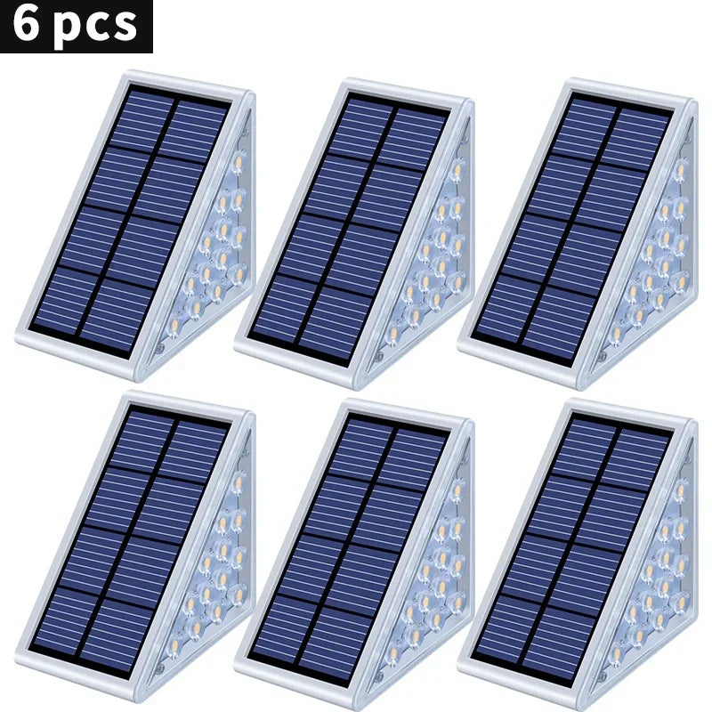 6pcs LED Step Lamp Stair Light Outdoor IP67 Waterproof Solar Light With Lens Anti-theft Decor Lighting For Garden Deck Path