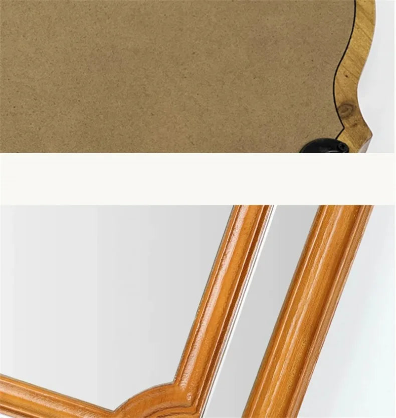 French Living Room Kitchen Decorative Mirrors Solid Wood Frame Homestay Makeup Mirror Retro Bedroom Wall-mounted Bathroom Mirror