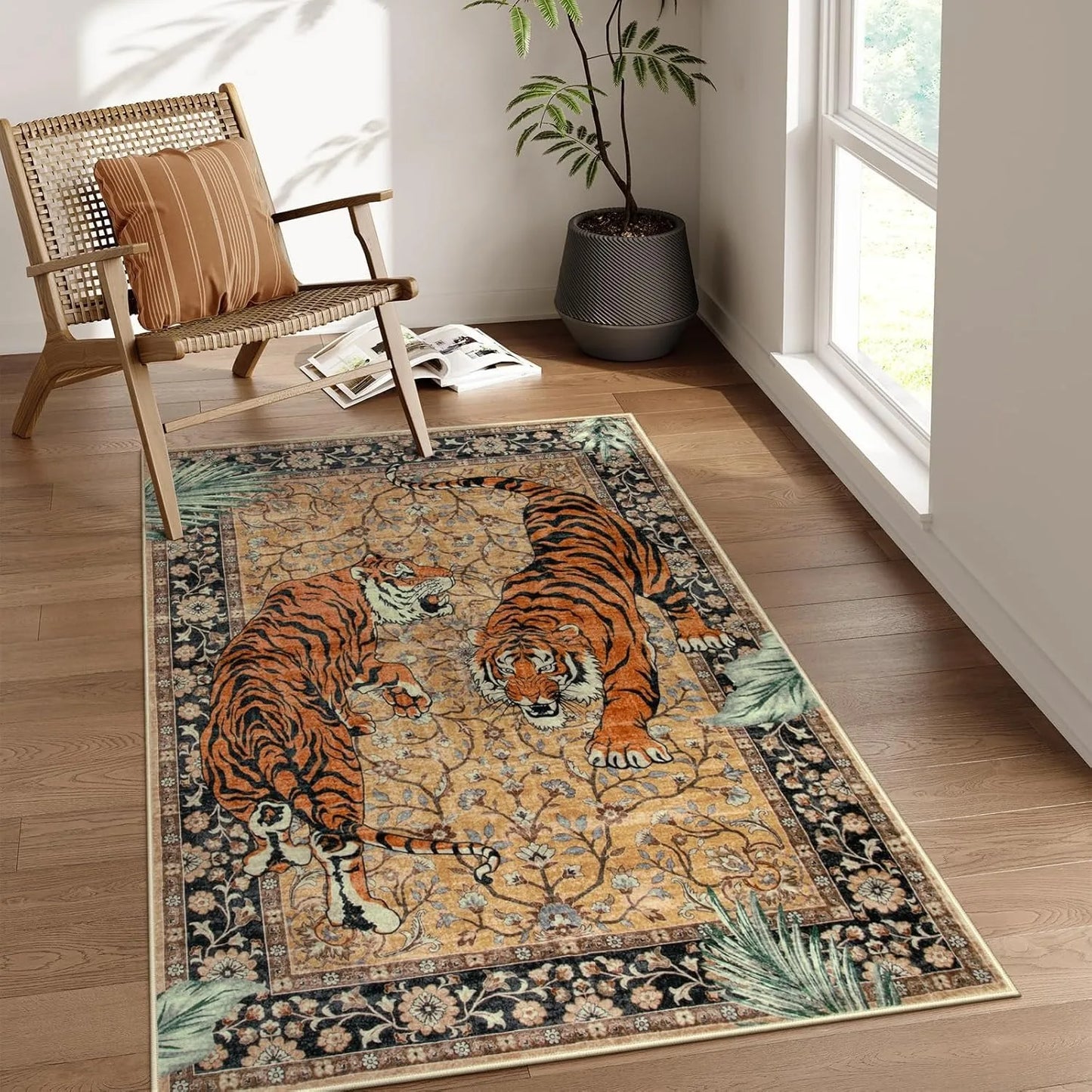 Rug for Living Room Carpet Jungle Tiger Home Decoration Large Area Bedroom Plush Floor Mat Machine Washable Coffee Table Rugs 러그