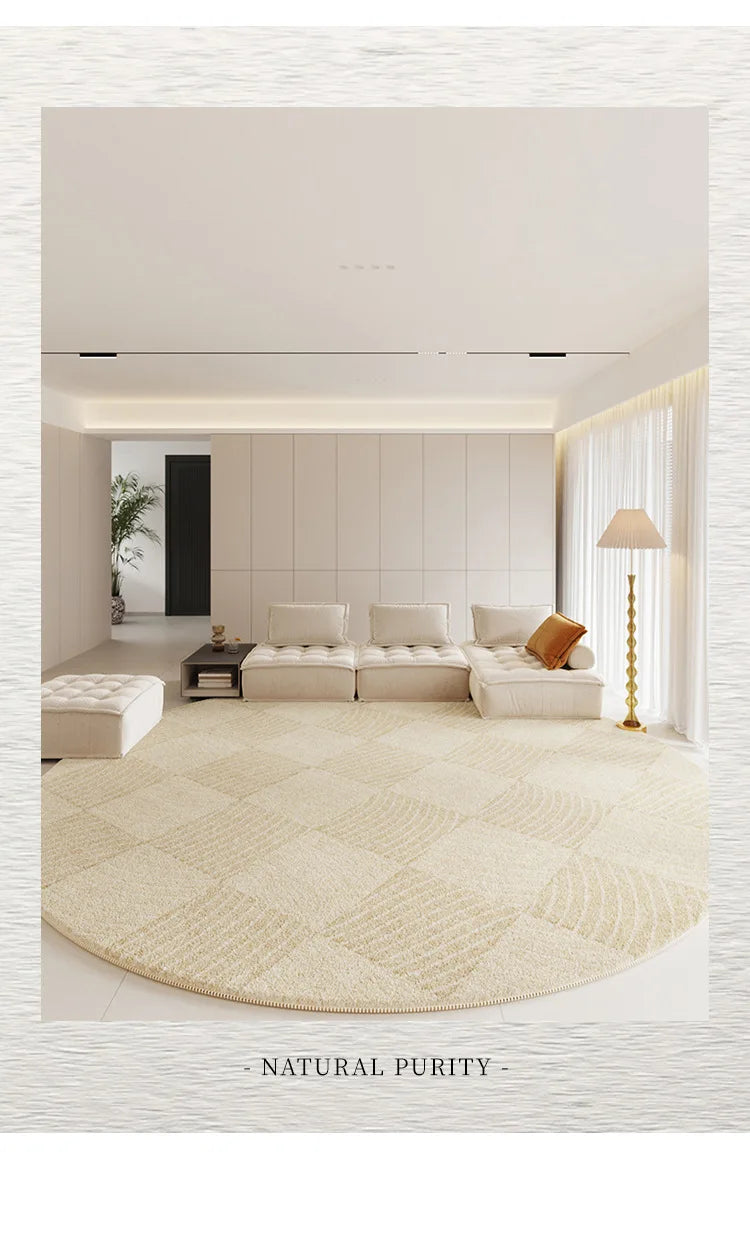 Modern Rugs for Bedroom Fluffy Soft Lounge Rug Thick Cloakroom Round Floor Mat Cream Living Room Decoration Anti-slip Carpet