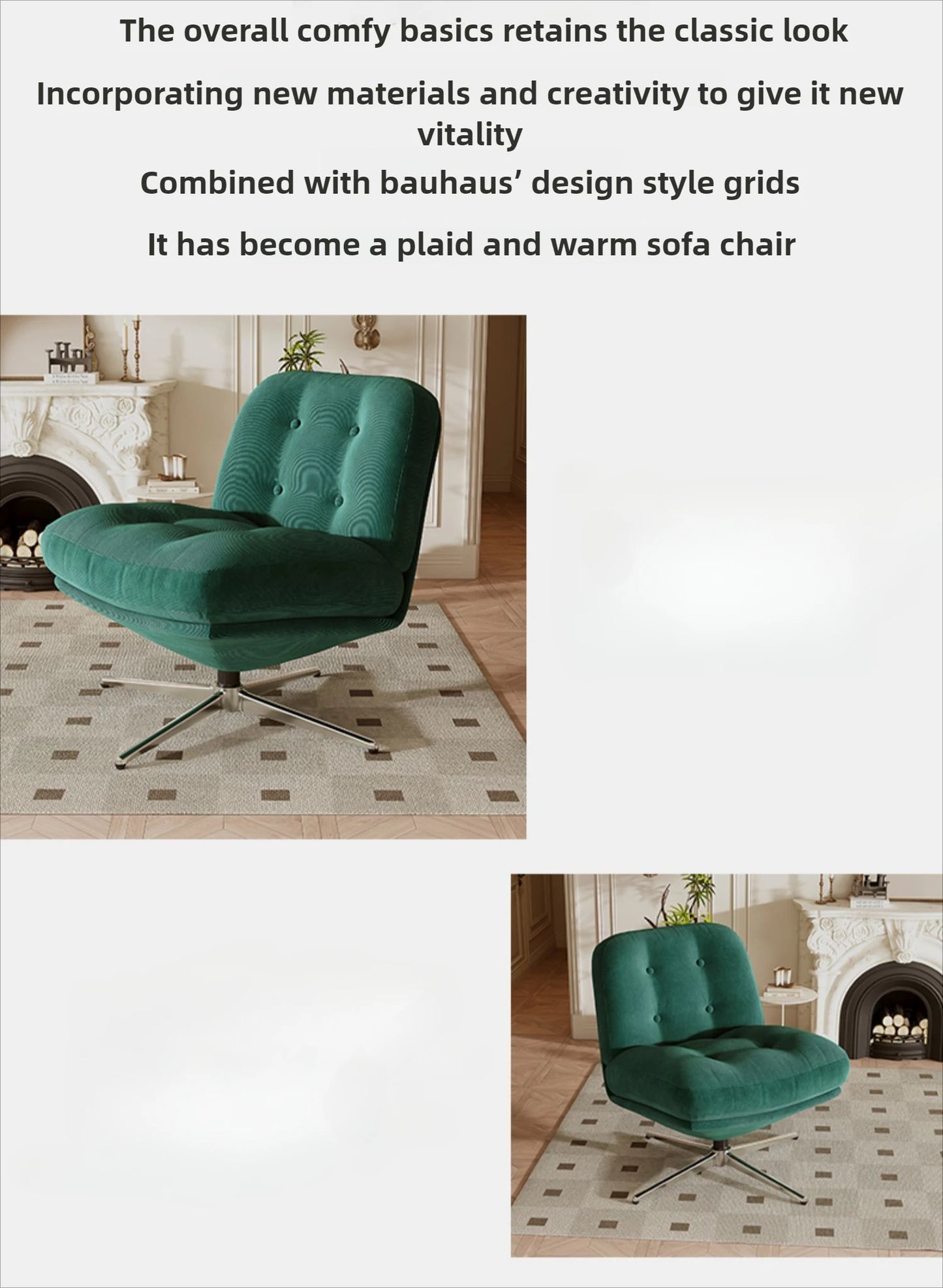 Single sofa chair light luxury medieval Bauhaus living room leisure chair bedroom lazy sofa