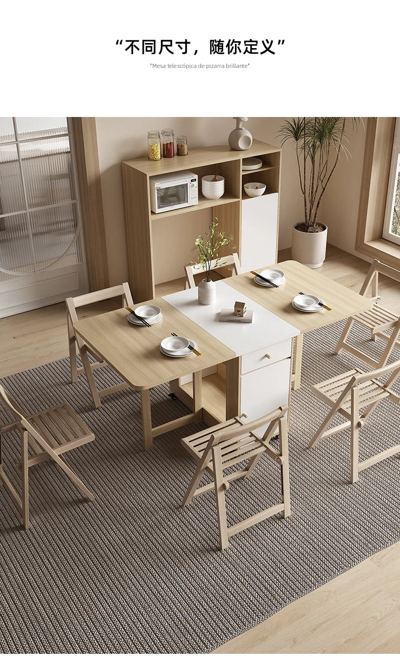 Folding Dining Table Set 6 Chairs Luxury Vintage Square Dining Table Extensio Nordic Mesas Y Sillas De Comedor Kitchen Furniture
