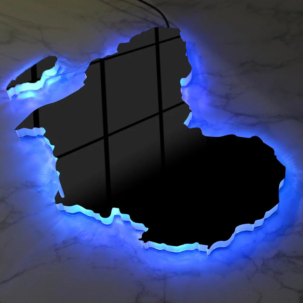 Map Of Africa Light Up Neon Sign For Bedroom Office Glowing African Map Geography Luminous Wall Mirror LED Lighting Home Decor