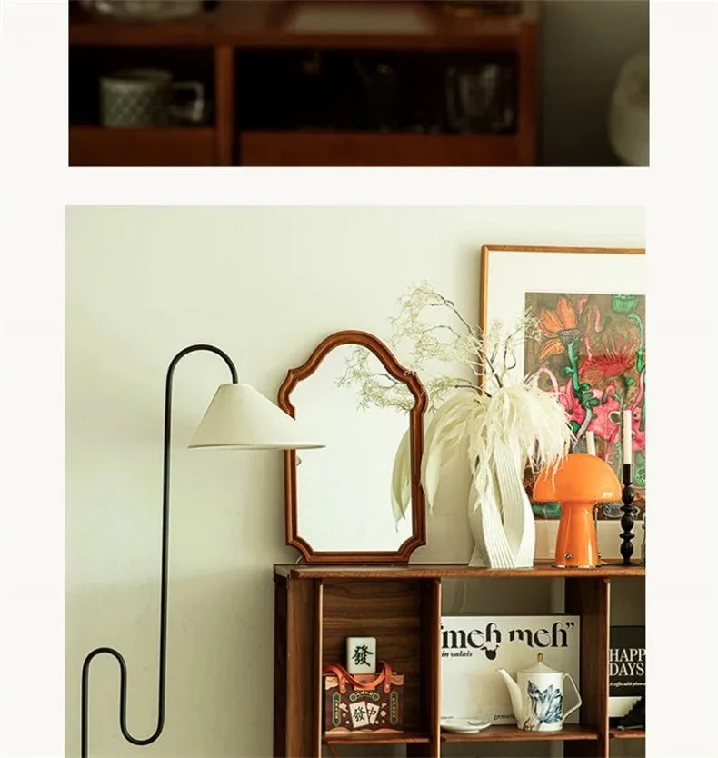 French Living Room Kitchen Decorative Mirrors Solid Wood Frame Homestay Makeup Mirror Retro Bedroom Wall-mounted Bathroom Mirror