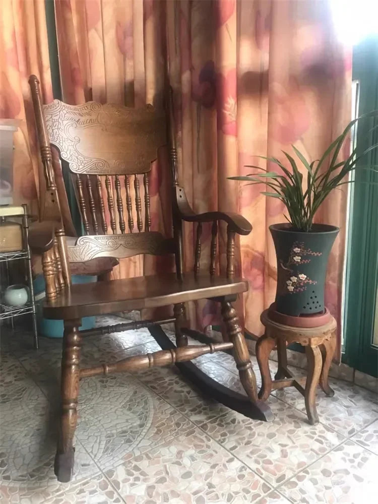 American Living Room Rocking Chairs Furniture Home Balcony Leisure Back Armchair for Adults Retro Homestay Dormitory Recliner Z