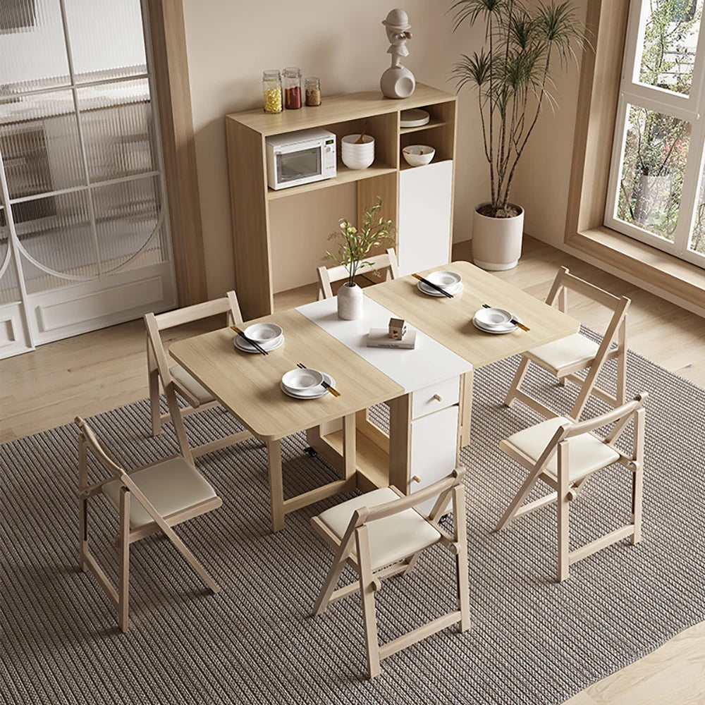 Folding Dining Table Set 6 Chairs Luxury Vintage Square Dining Table Extensio Nordic Mesas Y Sillas De Comedor Kitchen Furniture