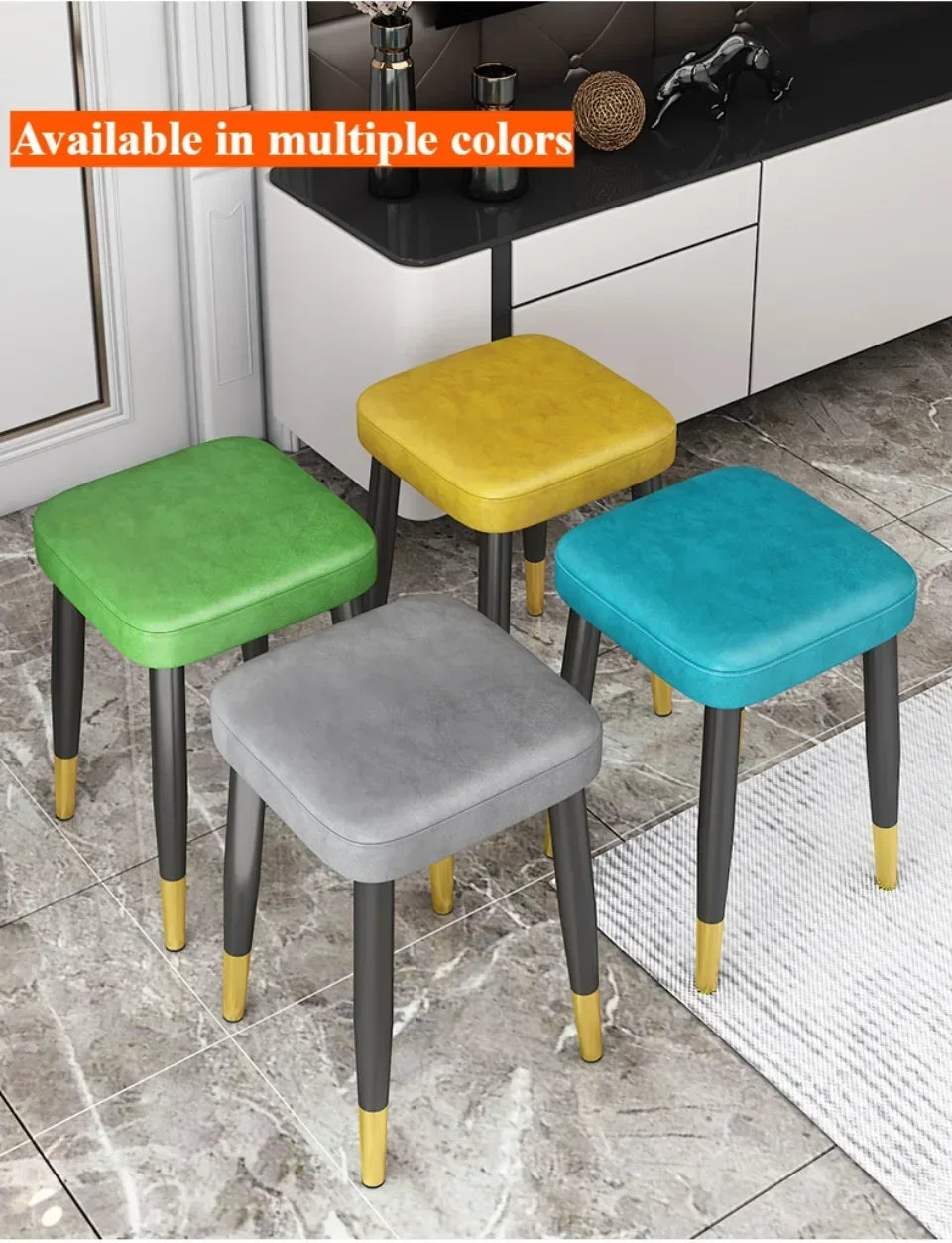 Dining Chair Living Room Leatherwear Latex Version Light Luxury Chair Dining Room Thickening Stable Leatherwear Square Stools