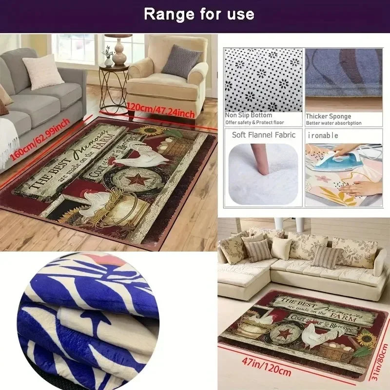 Bohemian Living Room Flower Carpet Retro Bedroom Large Area Mat Home Decoration Cloakroom Minimalist Sofa Corridor Bedside Rug