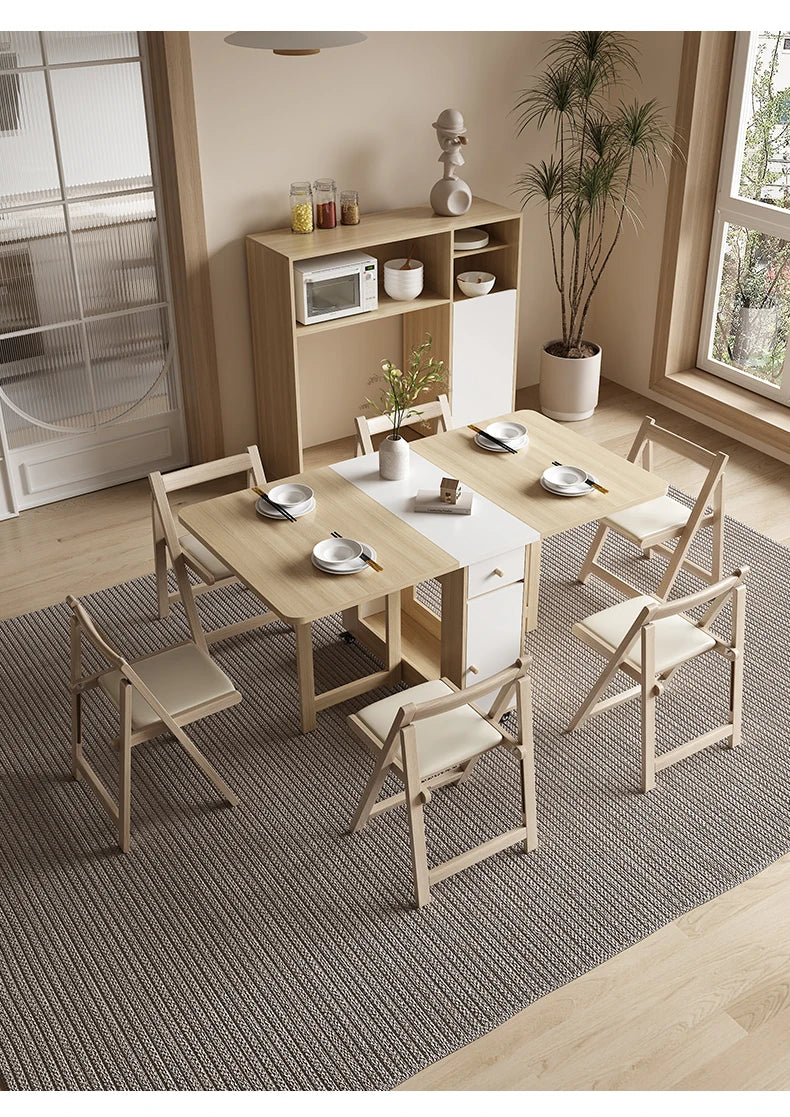Folding Dining Table Set 6 Chairs Luxury Vintage Square Dining Table Extensio Nordic Mesas Y Sillas De Comedor Kitchen Furniture