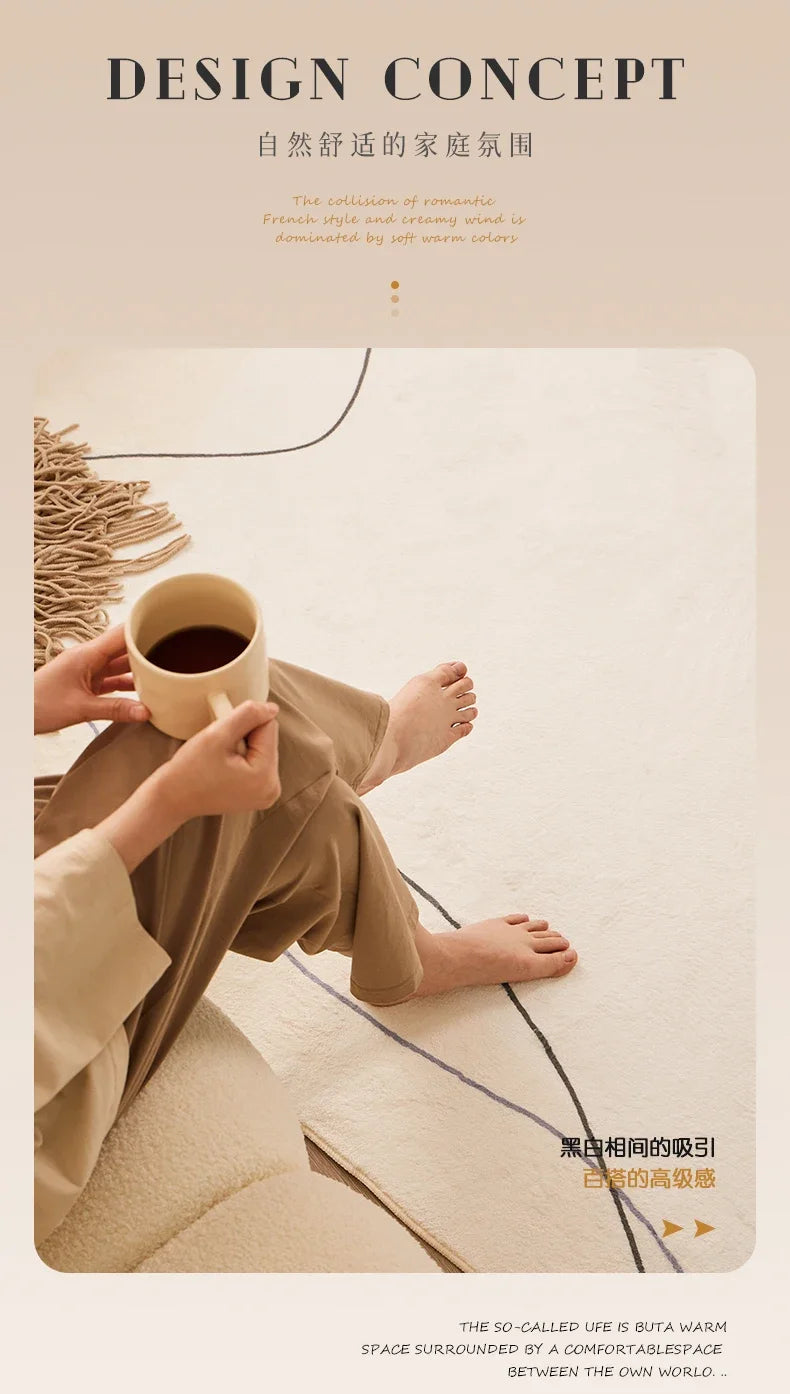 Green Cream Rugs for Bedroom Large Area Living Room Decoration Irregular Shape Carpet Soft Fluffy Lounge Rug Anti-slip Study Mat