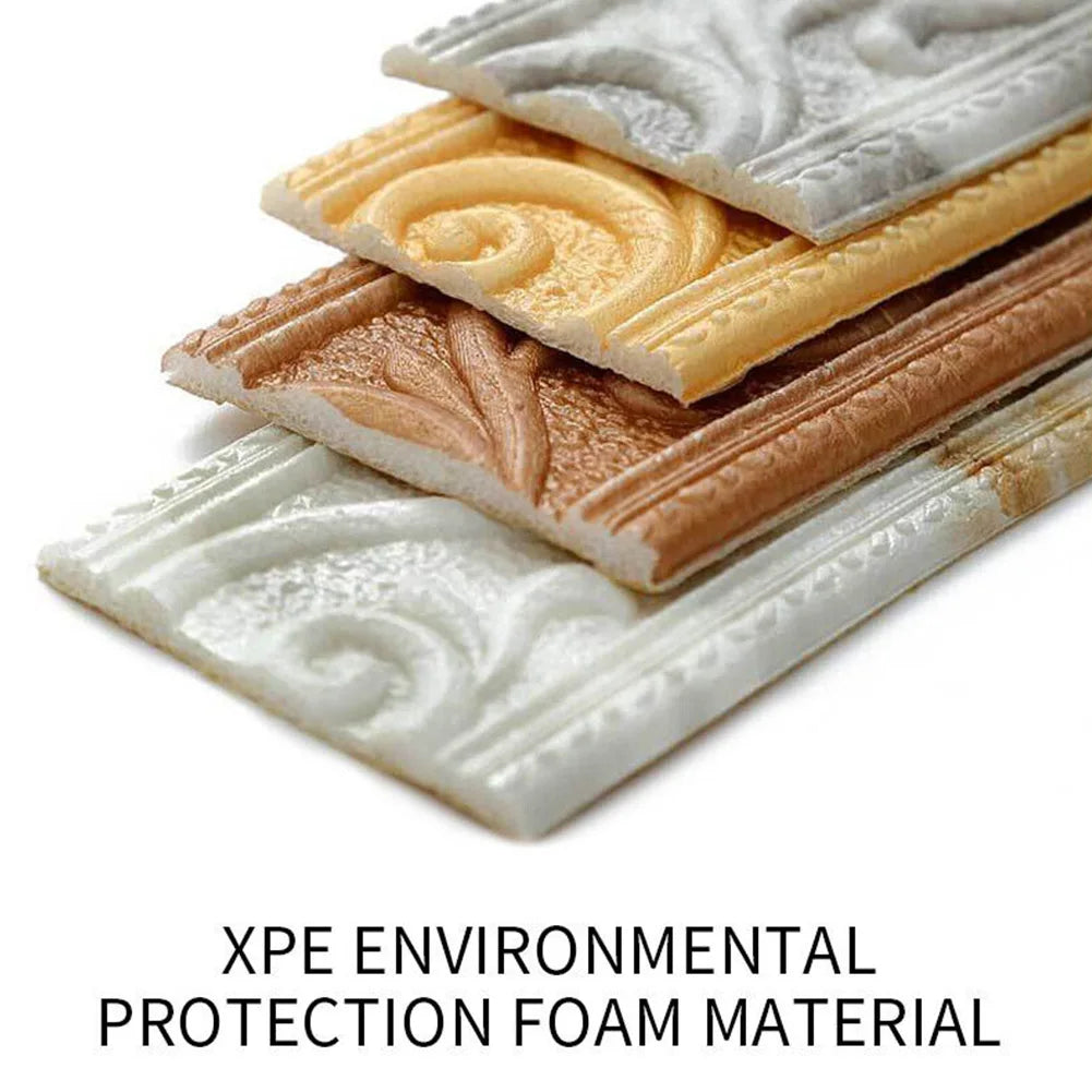 3D Wall Trim Line Skirting Sticker Self-Adhesive Vinyl Wall Trim Sticker 230*5*0.4cm Household Waterproof Baseboard Wall-paper