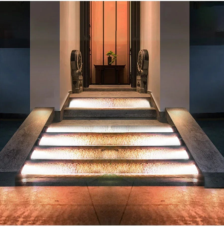 6pcs LED Step Lamp Stair Light Outdoor IP67 Waterproof Solar Light With Lens Anti-theft Decor Lighting For Garden Deck Path