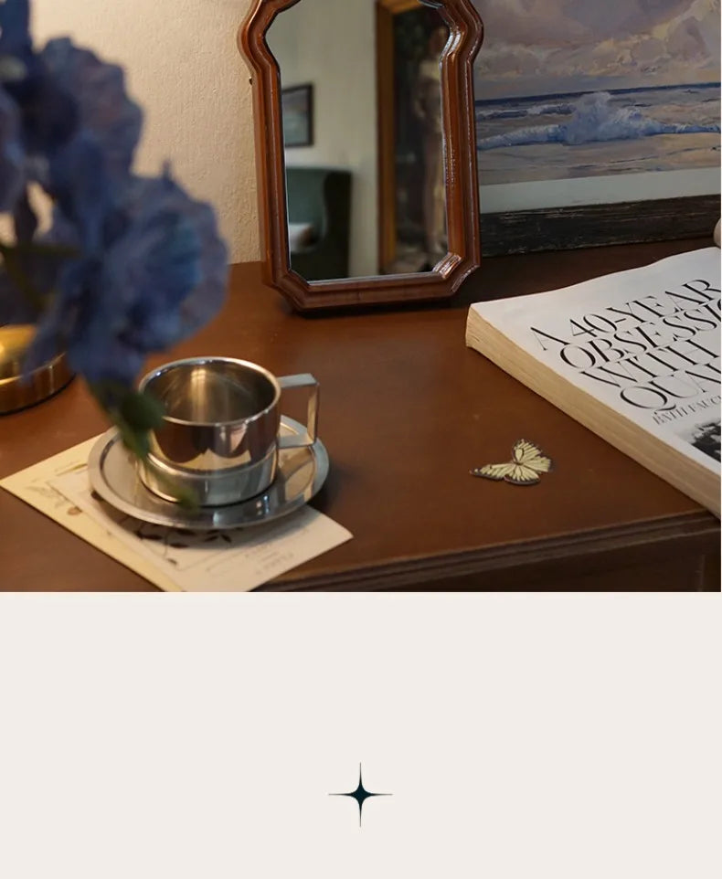 French Living Room Kitchen Decorative Mirrors Solid Wood Frame Homestay Makeup Mirror Retro Bedroom Wall-mounted Bathroom Mirror