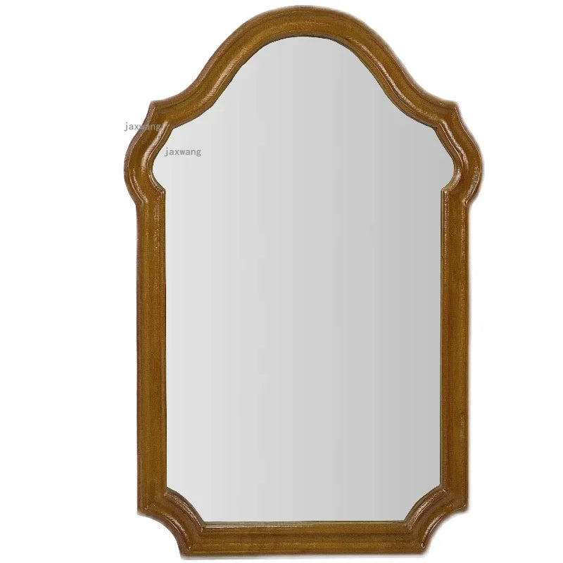 French Living Room Kitchen Decorative Mirrors Solid Wood Frame Homestay Makeup Mirror Retro Bedroom Wall-mounted Bathroom Mirror