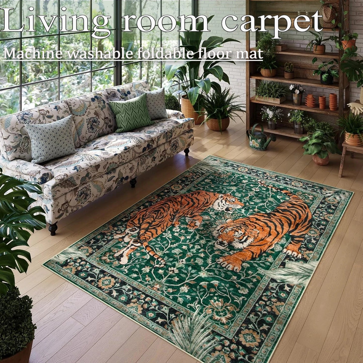 Rug for Living Room Carpet Jungle Tiger Home Decoration Large Area Bedroom Plush Floor Mat Machine Washable Coffee Table Rugs 러그