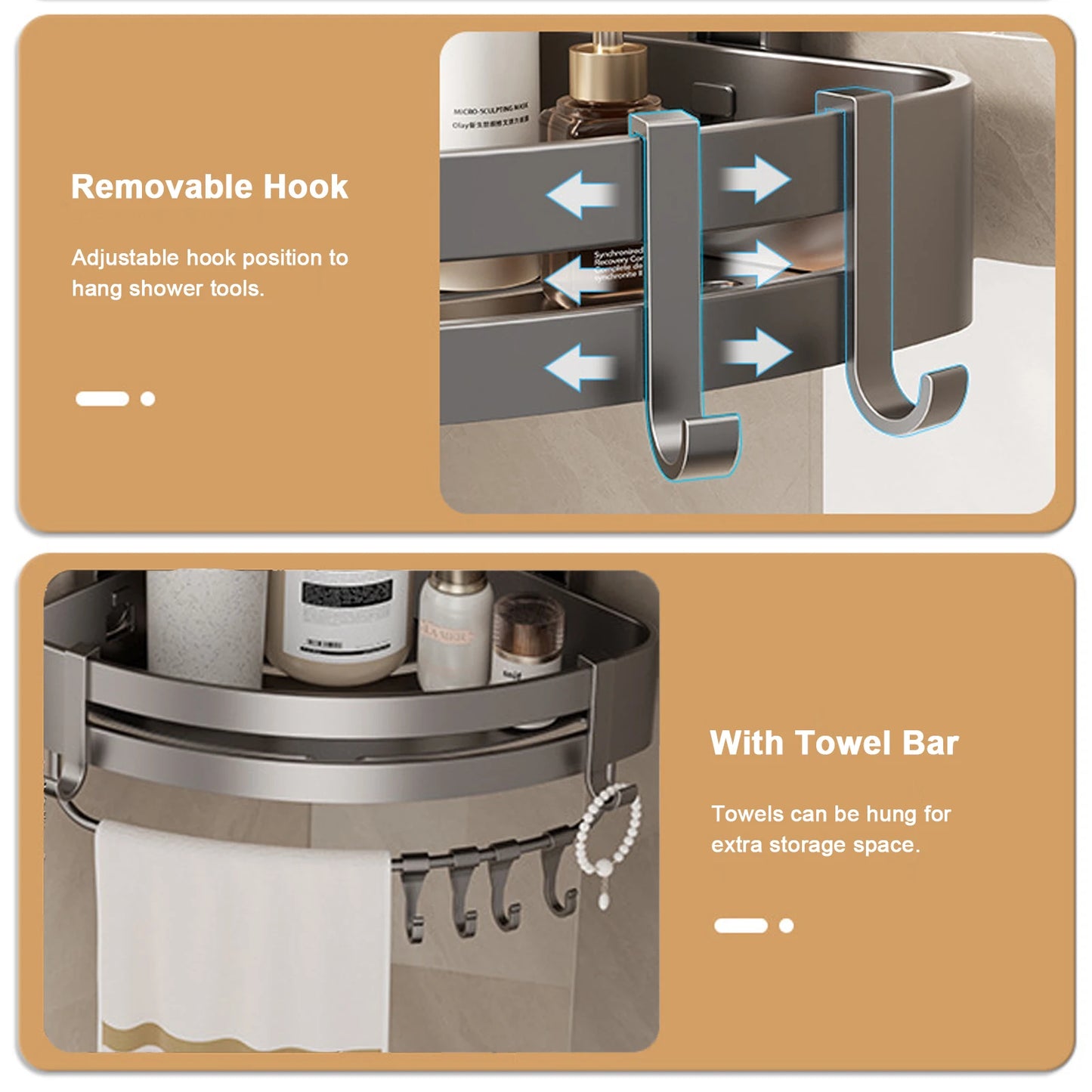 Bathroom Shelf for Shower Wall Mounted Shampoo Bottle Orangizer Shower Corner Rack Storage Punch-free Bathroom Accessories