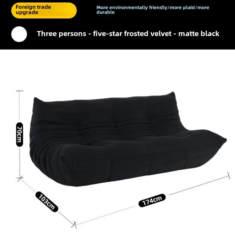 Fashion freehand space original first layer cowhide three-person Italian minimalist Togo caterpillar lazy sofa