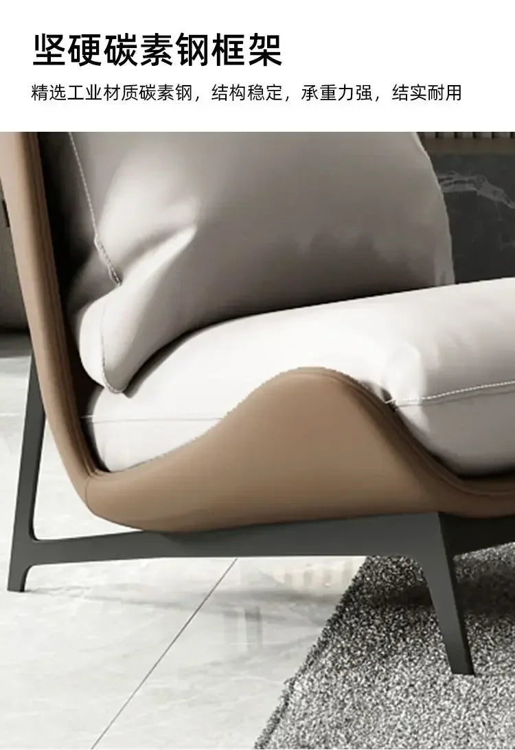 Chic and Contemporary Nordic Chair for Cozy Living Room Lounging Minimalist Single Seat Sofa with Artistic Touch for Balcony