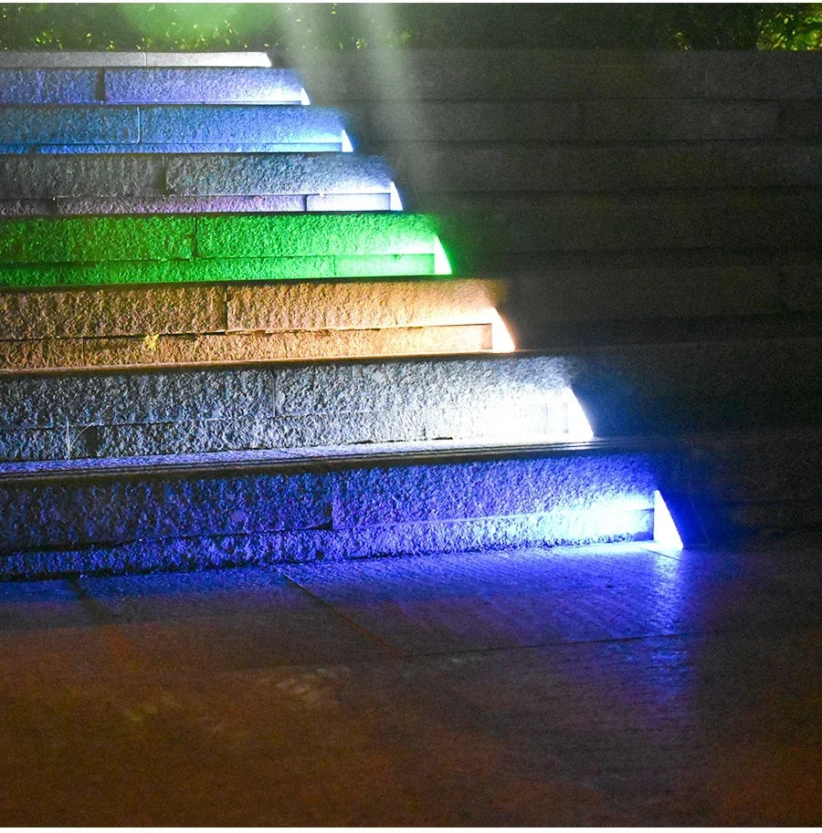 6pcs LED Step Lamp Stair Light Outdoor IP67 Waterproof Solar Light With Lens Anti-theft Decor Lighting For Garden Deck Path