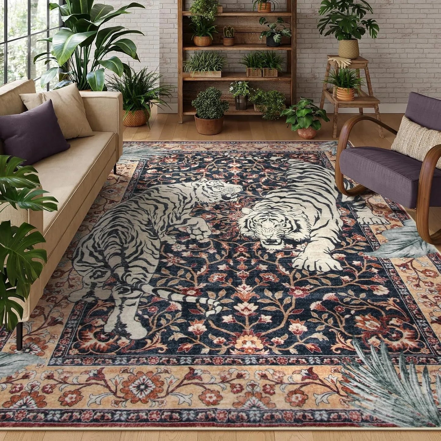 Rug for Living Room Carpet Jungle Tiger Home Decoration Large Area Bedroom Plush Floor Mat Machine Washable Coffee Table Rugs 러그