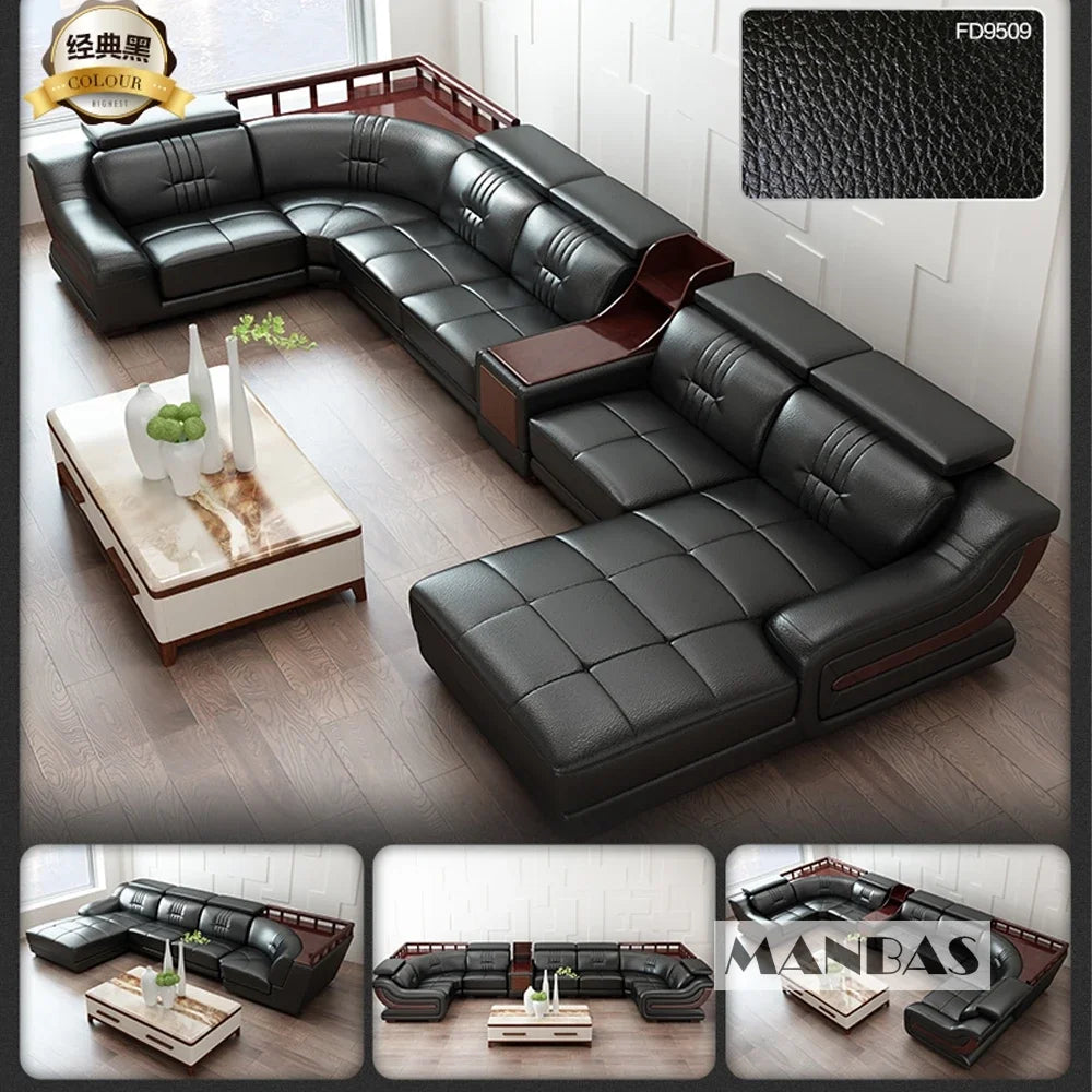 Linlamlim Premium Italian Genuine Leather Sofa Set Big Sectional Couch Living Room Sofas With Adjustable Headrest Home Furniture