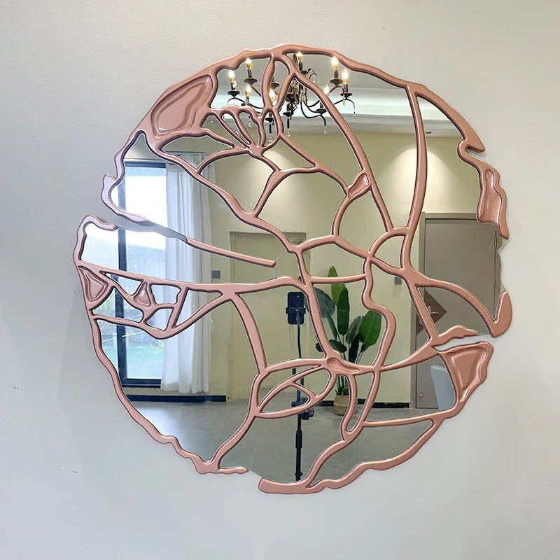 Nordic Luxury Shower Mirror Round Wall Arts Gold Bathroom Mirrors Large Room Design Modern Home Miroir Mural Decoration Mirror