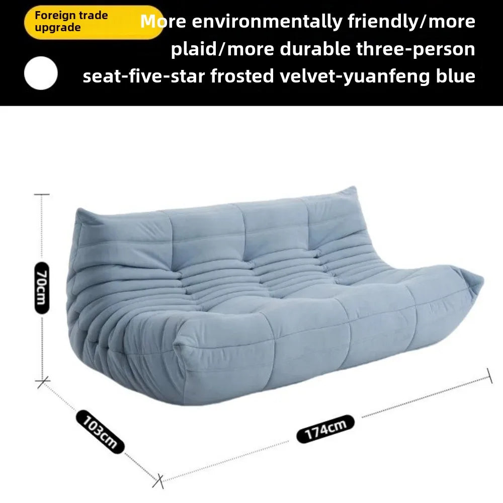 Fashion freehand space original first layer cowhide three-person Italian minimalist Togo caterpillar lazy sofa